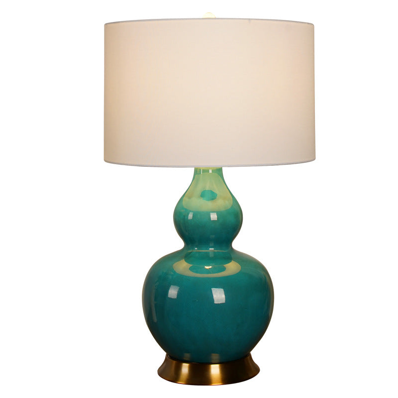 Lampe de table moderne en céramique à 1 lumière en tissu de luxe vert 