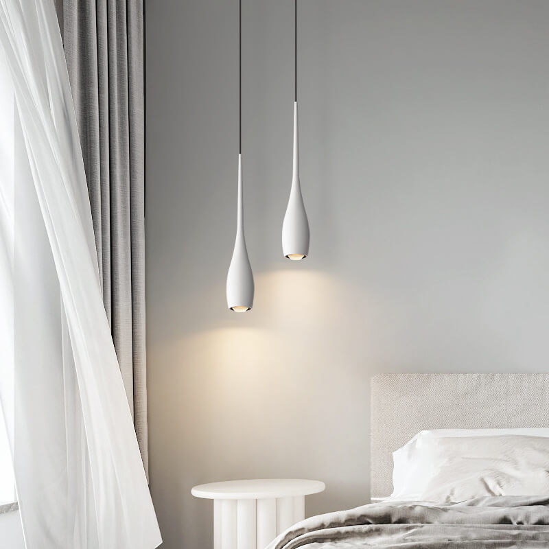 Moderner minimalistischer LED-Pendelleuchter aus Aluminium in Schwarz-Weiß mit einfarbigen Tropfen 