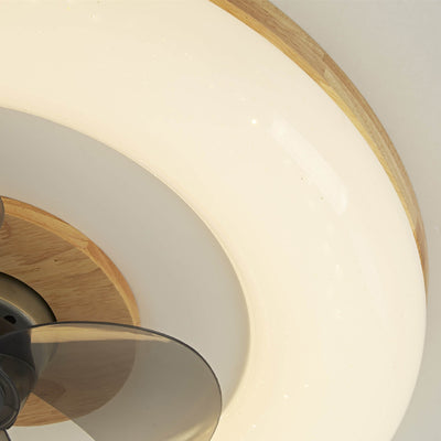 Nordic Log Simple Circular Design LED Flush Mount Ceiling Fan Light