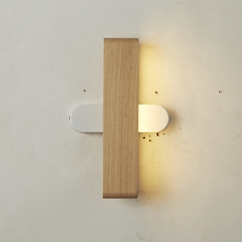Moderne Minimalistische Drehbare Lange Stab Holz Acryl LED Wandleuchte 