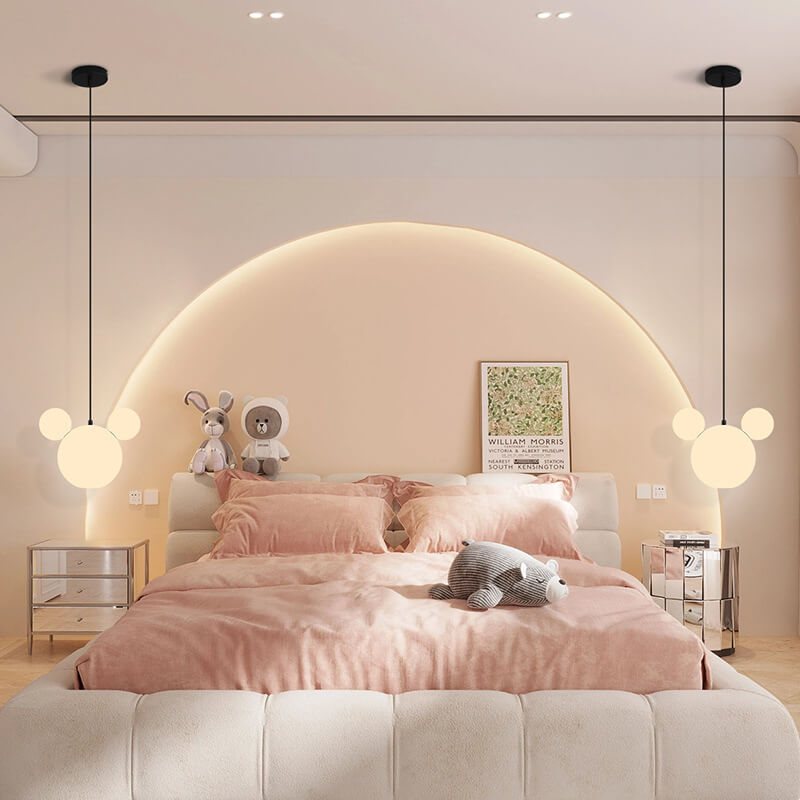 Modern Minimalist Milk White PE Mouse 3-Light Kids Chandelier