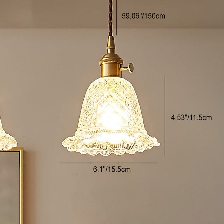 Contemporary Nordic Textured Copper Glass Flowers 1/3 Light Island Light Chandelier For Living Room