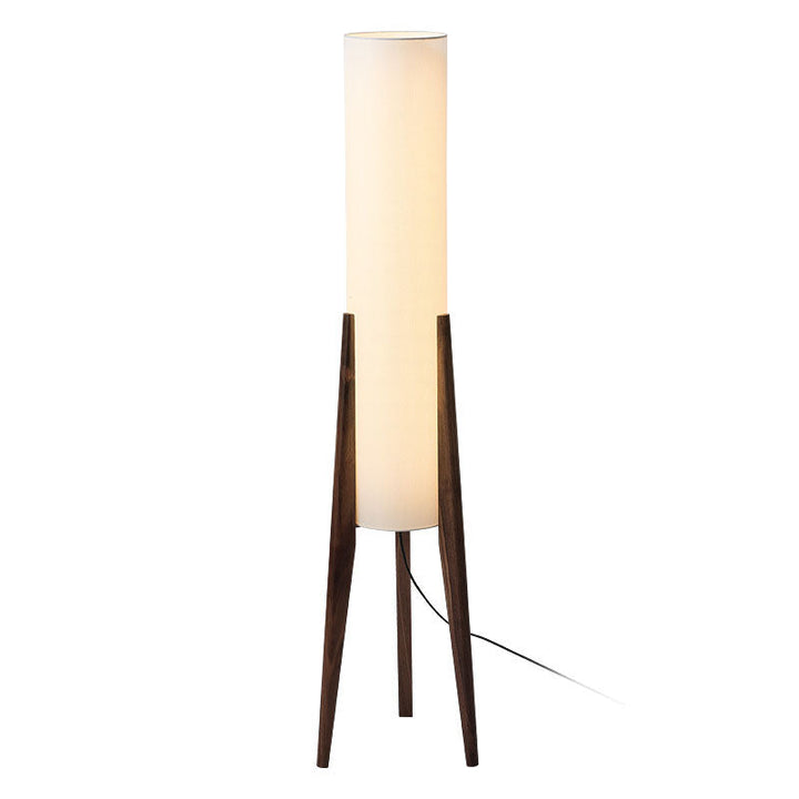 Pantalla cilíndrica de tela china tradicional con trípode de madera y lámpara de pie de 1 luz para estudio 
