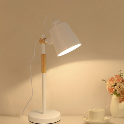 Modern Minimalist Solid Color Wood Hardware 1-Light Table Lamp