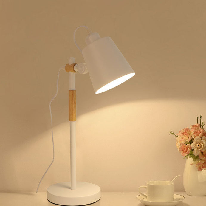 Modern Minimalist Solid Color Wood Hardware 1-Light Table Lamp