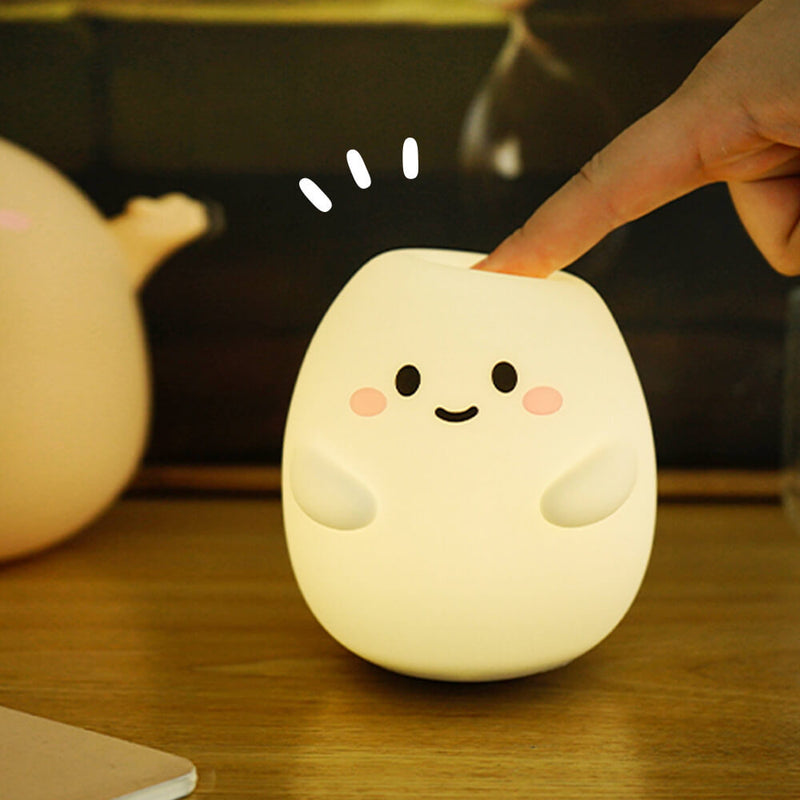 Lámpara de mesa con luz nocturna LED USB de silicona creativa con forma de huevo para niños 