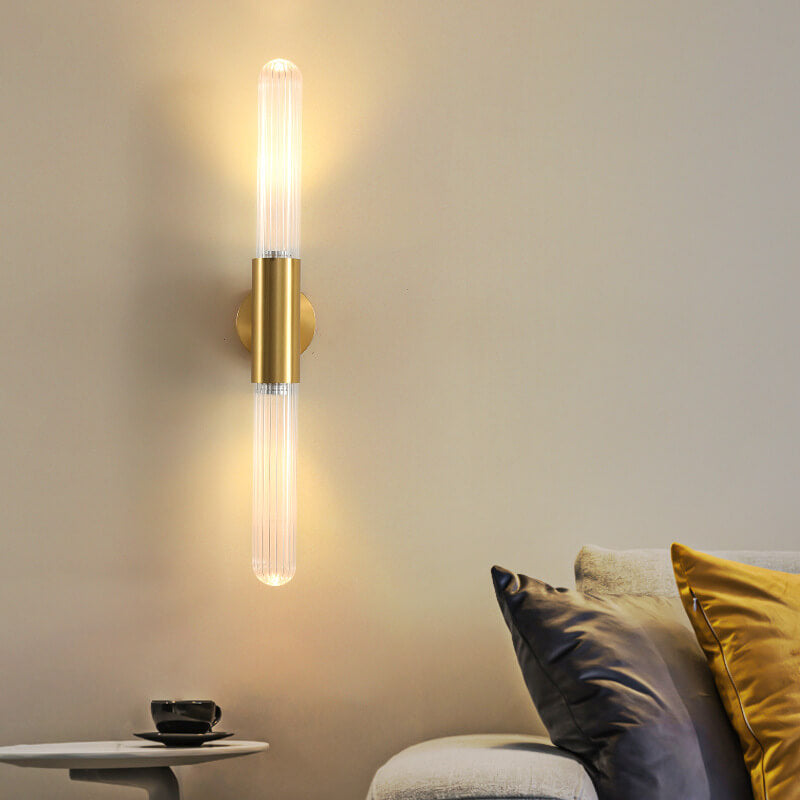 Moderne Leichte Luxus Lange Gold Klare Kupfer Glas 1-Licht Wandleuchte Lampe 