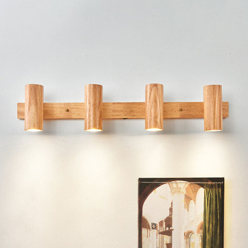 Modern Minimalist Wood Track Spotlight 1/2/3 Light Wall Sconce Lamp