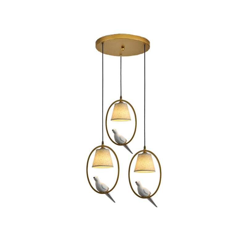 Nordic Minimalist Bird Fabric Circle 1/3 Light Island Light Chandelier