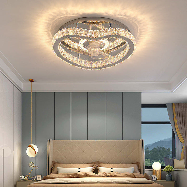 Moderne Luxus-Kristall-Edelstahl-LED-Unterputz-Deckenventilator-Leuchte