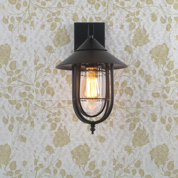 Lanterne industrielle vintage en fer pour intérieur et extérieur, applique murale 1 lumière 