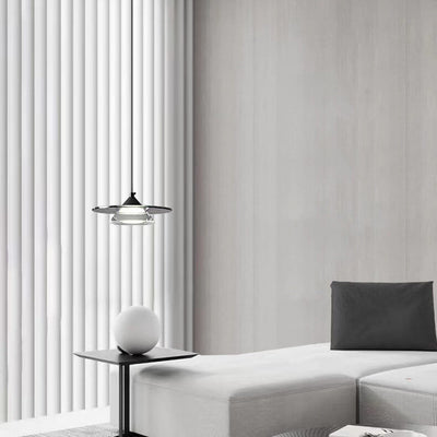 Moderne minimalistische konische Scheibe Aluminium Acryl Glas LED Pendelleuchte 