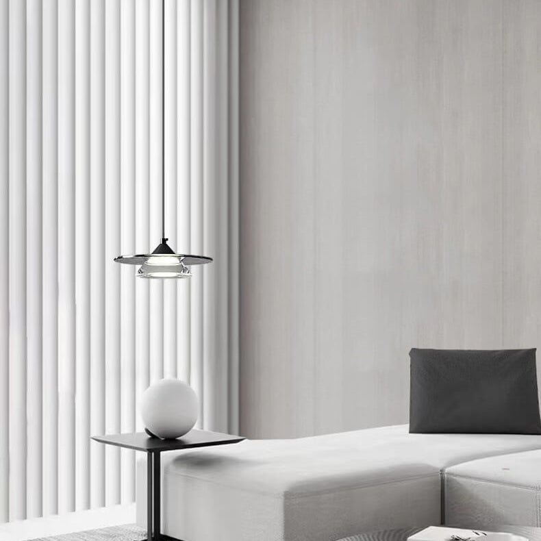Moderne minimalistische konische Scheibe Aluminium Acryl Glas LED Pendelleuchte 