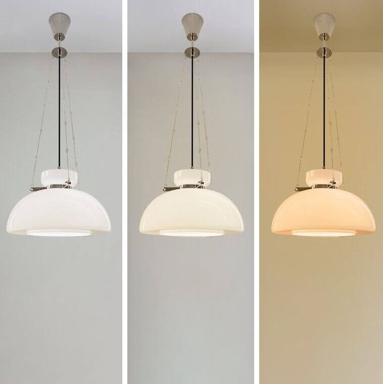 Nordic Simple Milky White Glass Hemispherical 1-Light Pendant Light