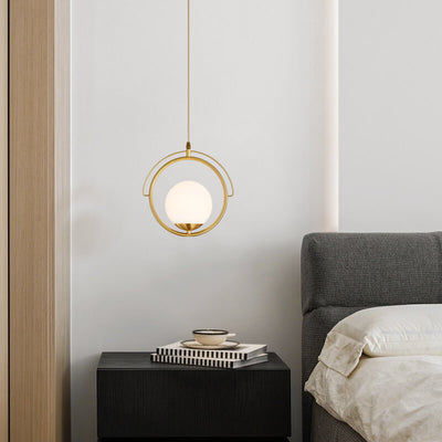 Nordic Minimalist Copper Glass Ring 1-Light Pendant Light