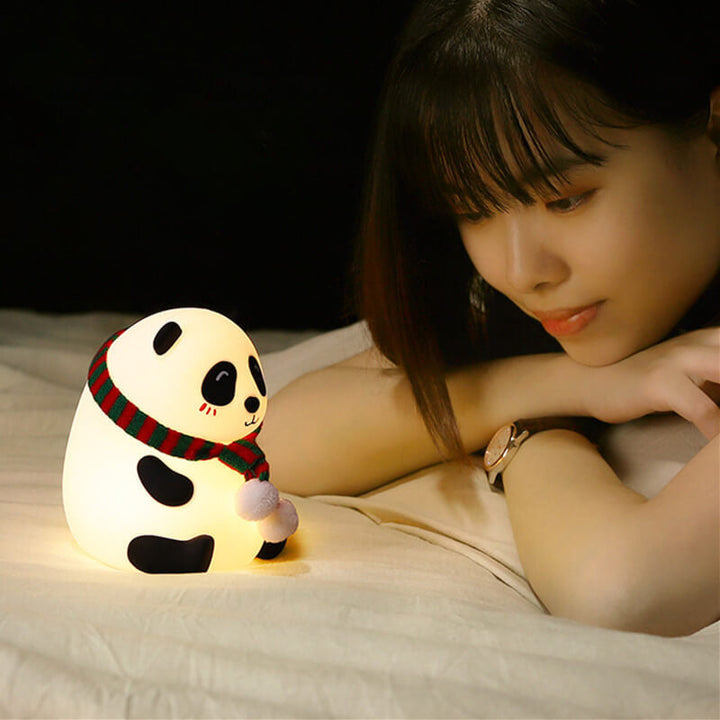 Childlike Cartoon Mini Panda Silicone LED Night Light Table Lamp