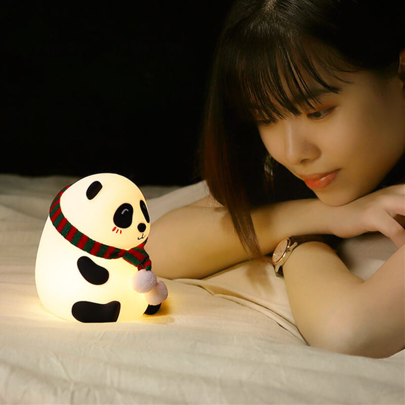 Childlike Cartoon Mini Panda Silicone LED Night Light Table Lamp