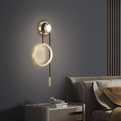 Light Luxury Brass Crystal Circle Design LED Wall Sconce Lamp