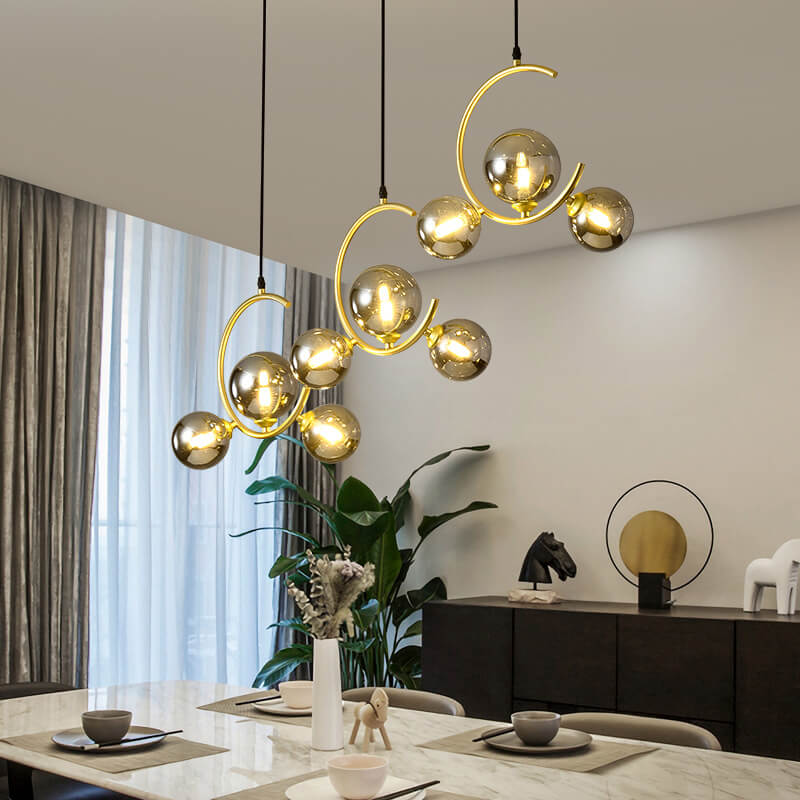 Scandinavian Minimalist Round Ball Glass 1/3-Light Island Light Chandelier