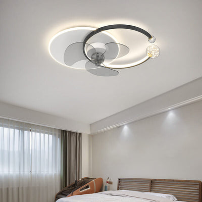 Luxury Double Ring Combination Design LED Flush Mount Fan Light