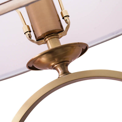 Modern Chinese Brass Ring Base Fabric 1-Light Table Lamp