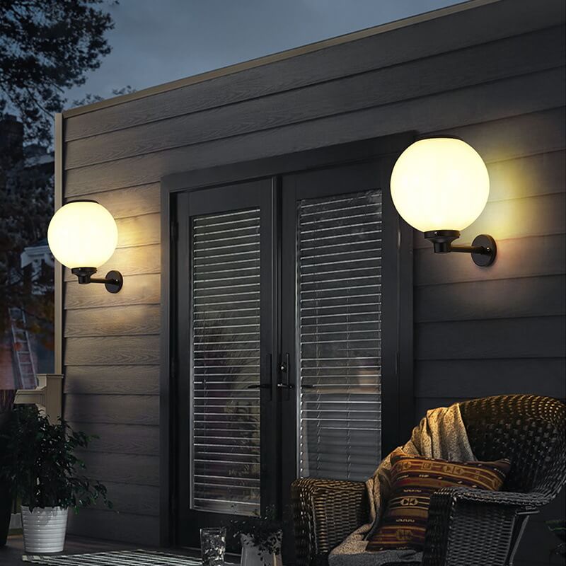 Modern Outdoor Solar Round Ball Waterproof LED Wall Sconce Lamp