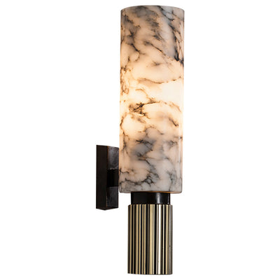 Modern Light Luxury Cylindrical Hardware Stone 1-Light Wall Sconce Lamp