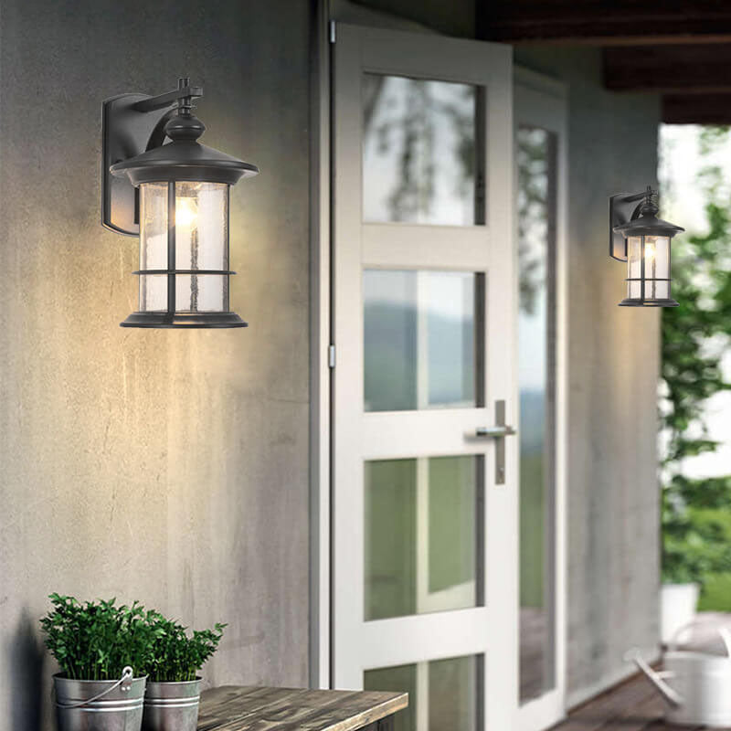 Industrial Vintage Bubble Glass Column 1-Light Outdoor Waterproof Wall Sconce Lamp