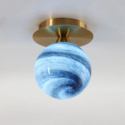 Modernes Creative Planet Glass 1-Light Semi-Flush Mount Light 