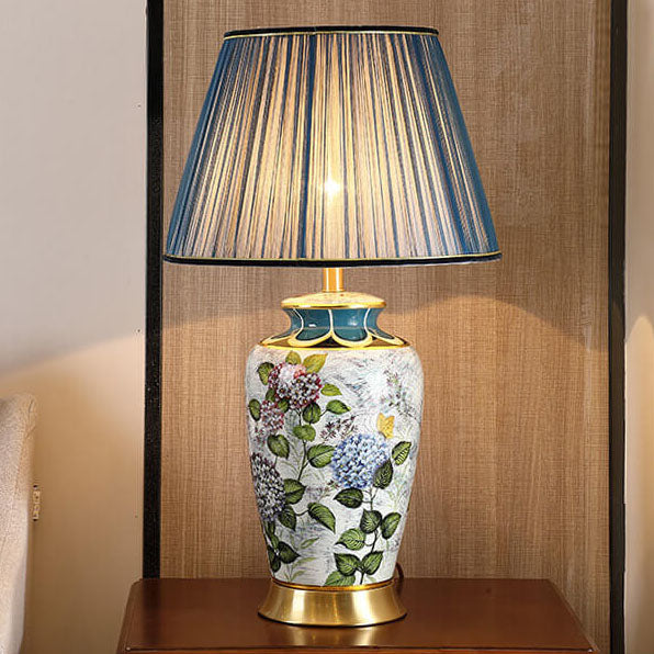 Modern Luxury Painted Fabric Ceramic 1-Light Table Lamp