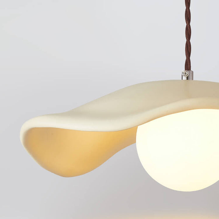 Dôme en crème de macaron Design en vague Résine Suspension à 1 lumière 