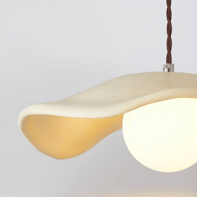 Macaron Cream Dome Wave Design Resin 1-Light Pendant Light