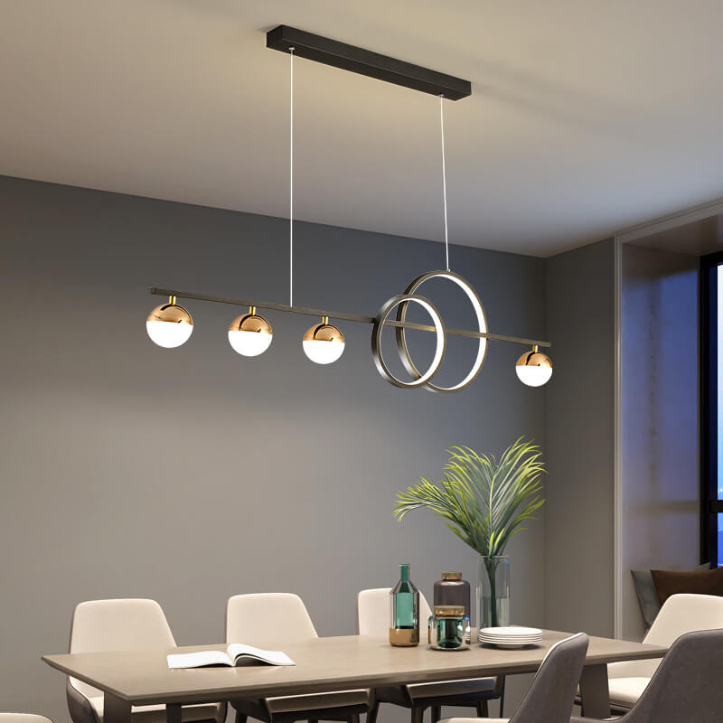 Modern Luxury Long Strip Round Globe Design LED Island Light Chandelier