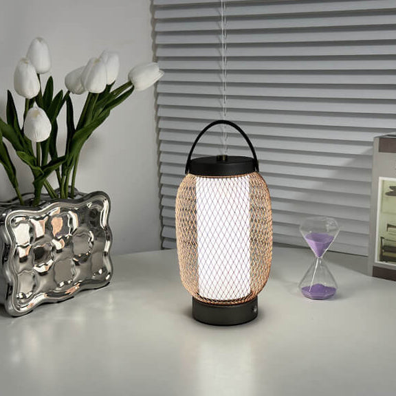 Modern Minimalist Grid Lantern Acrylic Iron Portable USB LED Table Lamp