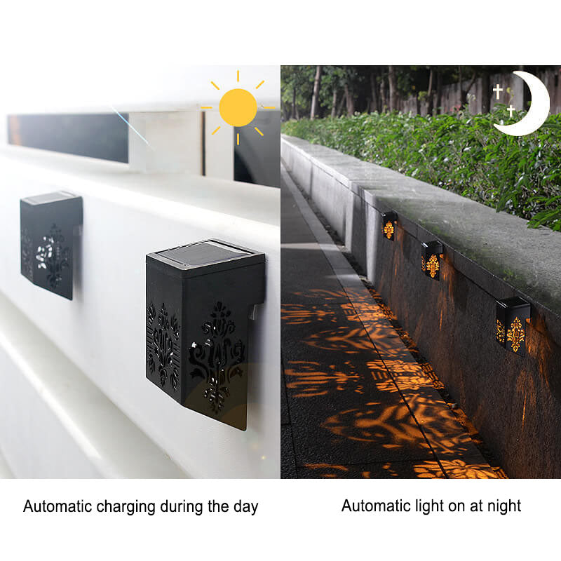 Modern Creative Hollow Plastic Waterproof Solar LED Outdoor Wall Light