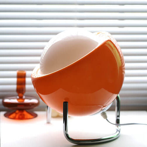 Contemporary Nordic Planet Orange Glass Iron 1-Light Table Lamp For Bedroom