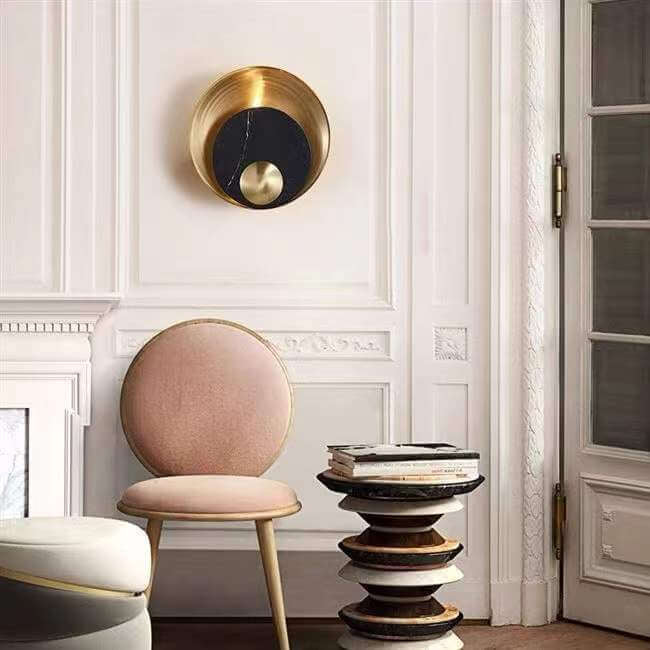 Nordic Luxury Disc Marmor Metall LED Wandleuchte 