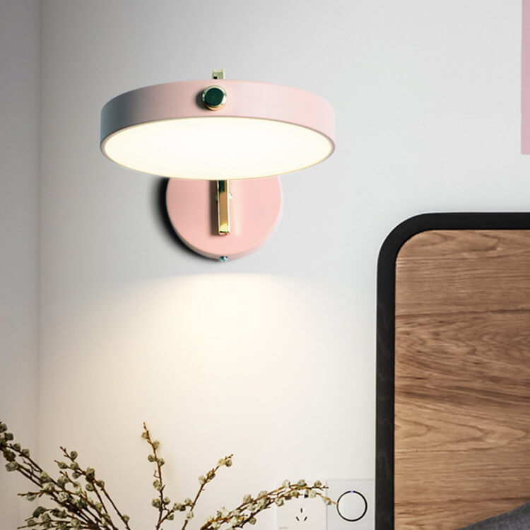 Modern Minimalist Macaron Solid Color Round Head Iron Acrylic LED Wall Sconce Lamp