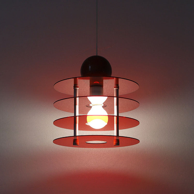Zeitgenössische nordische bunte Acryl fliegende Untertasse 1-Licht Pendelleuchte für Schlafzimmer 