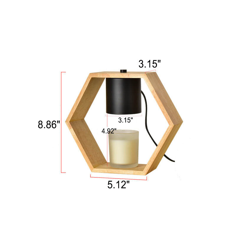 Lampe de Table en Bois Hexagonale Minimaliste Nordique à 1 Lumière à Cire Fondante 