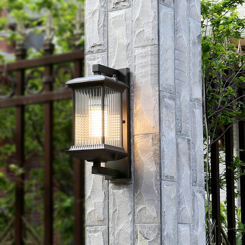 Modern Minimalist Square Aluminum Glass 1-Light Outdoor Waterproof Wall Sconce Lamp