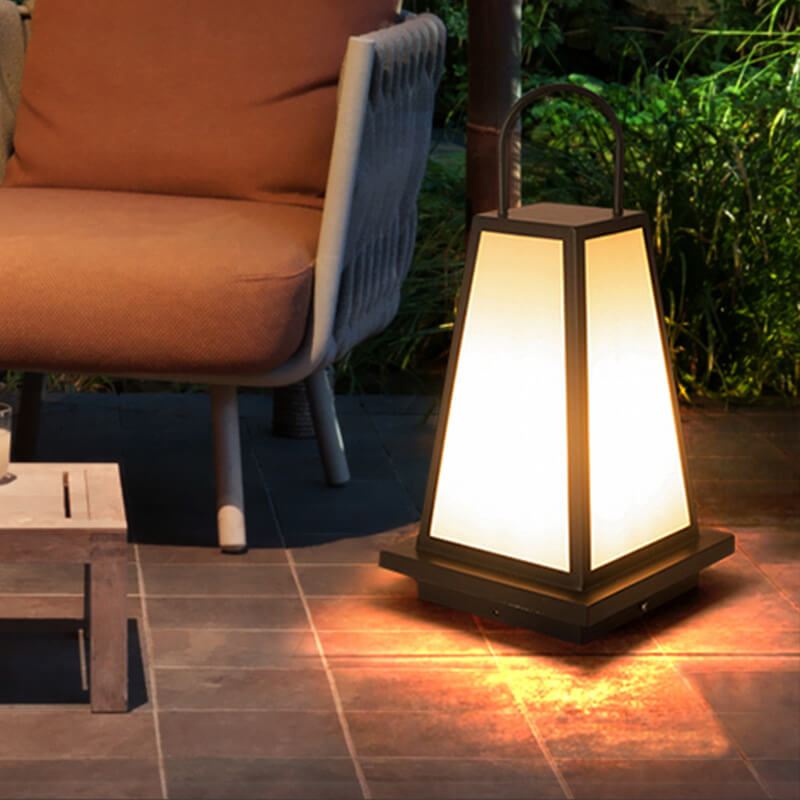 Modern Outdoor Solar Geometric Column Waterproof LED Garden Landscape Light