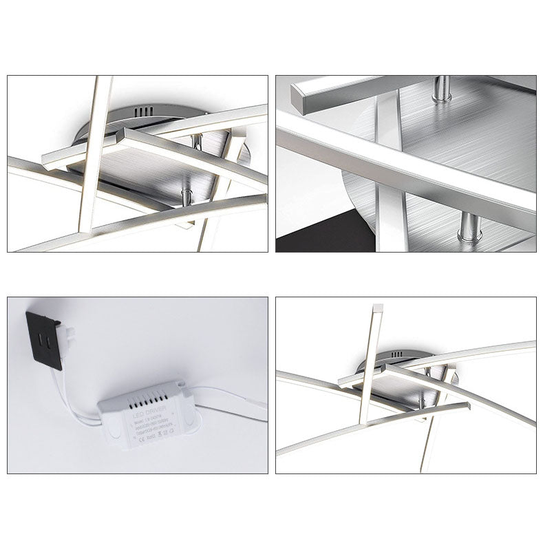 Modern Minimalist Line Geometry Aluminum LED Semi-Flush Mount Ceiling Light For Living Room