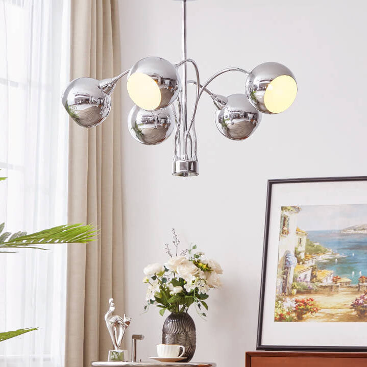Nordic Vintage Space Plated Silver Round 3/5 Light Chandelier