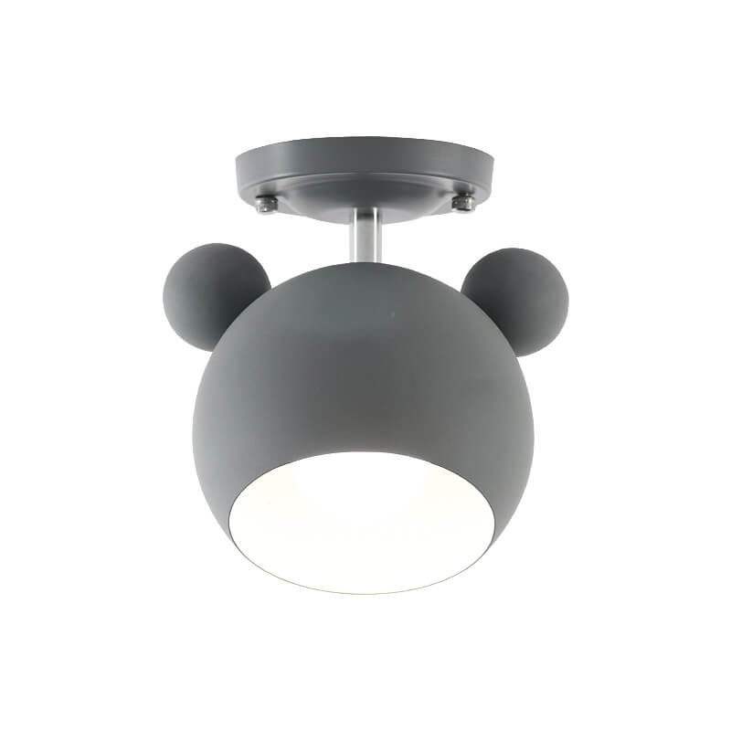 Contemporary Nordic Cartoon Dome Shape Iron 1-Light Semi-Flush Mount Ceiling Light For Hallway