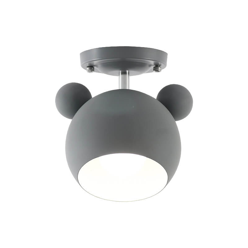 Nordic Cartoon Dome Shape Iron 1-Light Semi-Flush Mount Ceiling Light