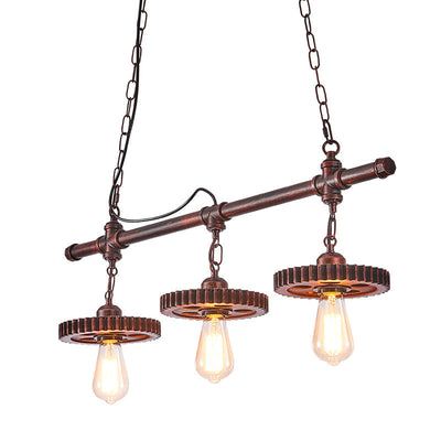 Vintage Industrial Iron 3-Light Chandelier