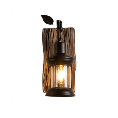 Retro Creative Tree Branch Leaf Lantern Wood 1-Light Wall Sconce Lamp