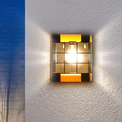 Solar Creative Square Cage Light Control LED Outdoor Waterproof Wall Sconce Lamp