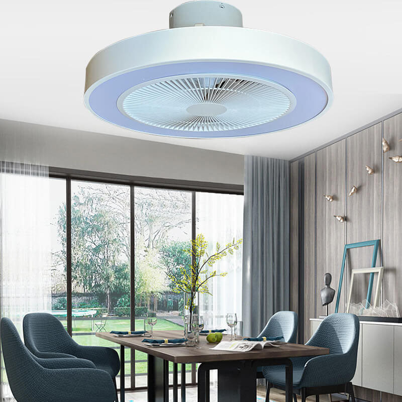 Moderne, minimalistische, einfarbige LED-Deckenventilatorleuchte aus Eisen und Kupfer